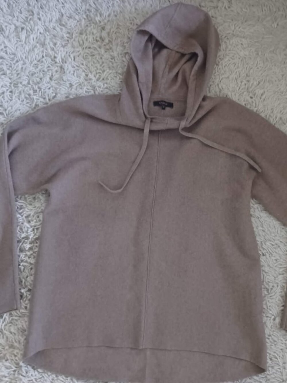 Quince Hooded Sweater Womens M Brown Taupe EcoVero Viscose Knit Pullover Hoodie
